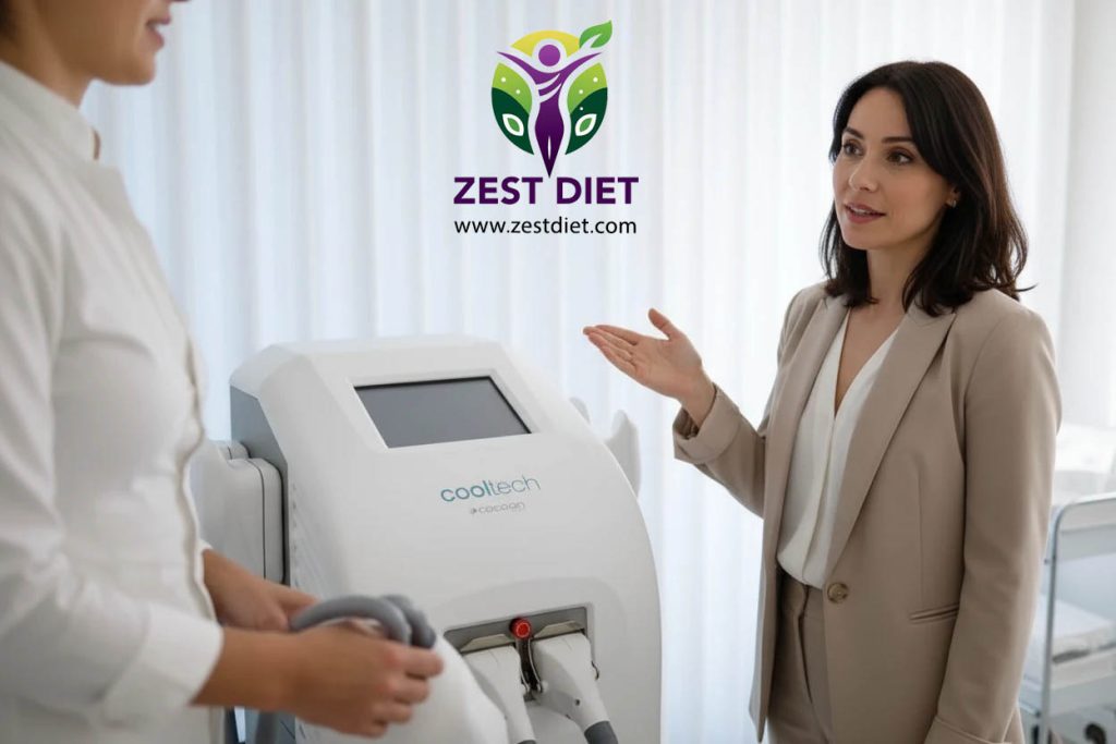 جلسه مشاوره لاغری و آنالیز بدن قبل از کرایولیپولیز با دستگاه CoolTech در کلینیک زست دایت
